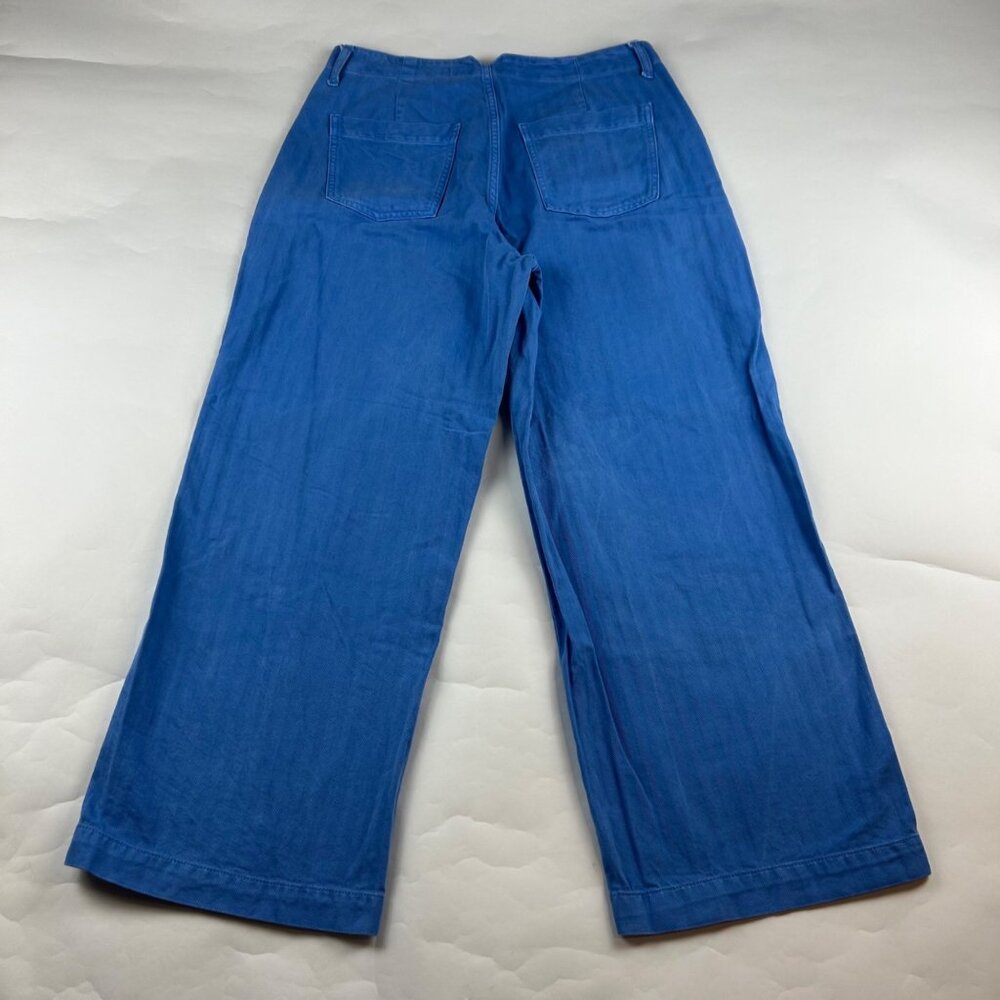 Old Navy Cornflower Blue Dyed Denim High Rise Baggy Wide Leg Pants 12 - Picture 6 of 7